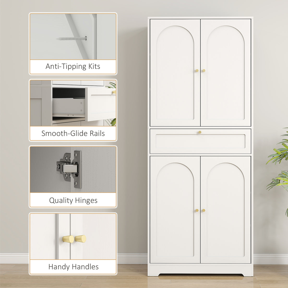 Modern Freestanding Storage Cabinet with Shaker Doors and Adjustable Shelves – 30"W x 72"H
