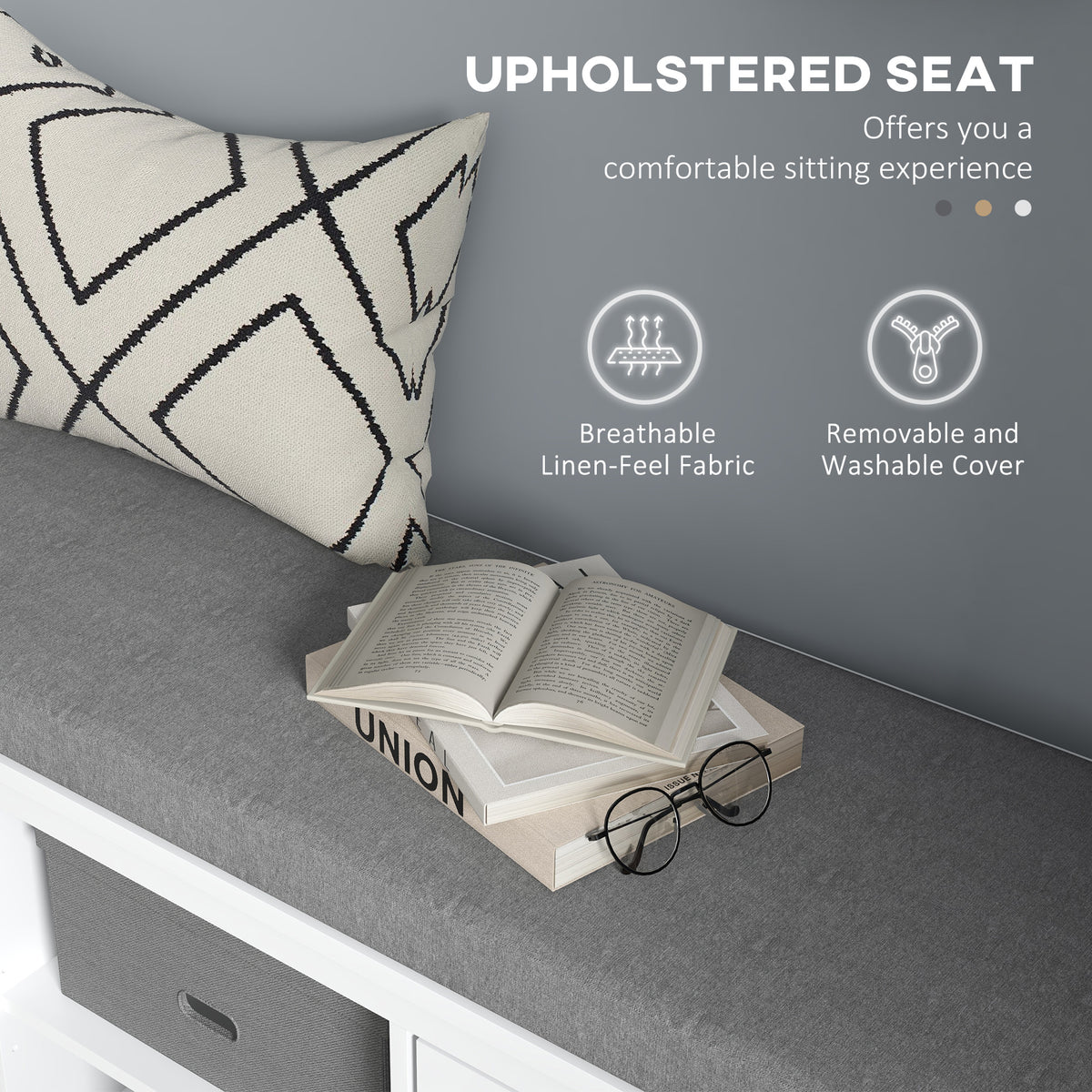 Shoe Storage Bench with Cushioned Seat – 41"W x 19"H