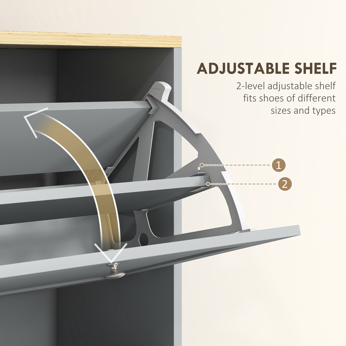 Modern Shoe Storage with 3 Flip Drawers and Adjustable Shelves – 24"W x 45"H