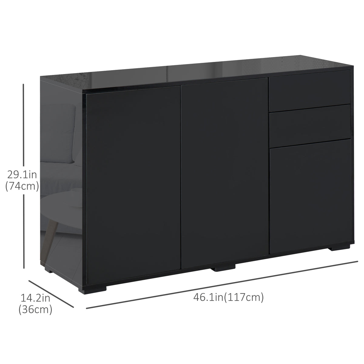 Modern Coffee Bar with Push-Open Design and 2 Drawers – 46"W x 29"H