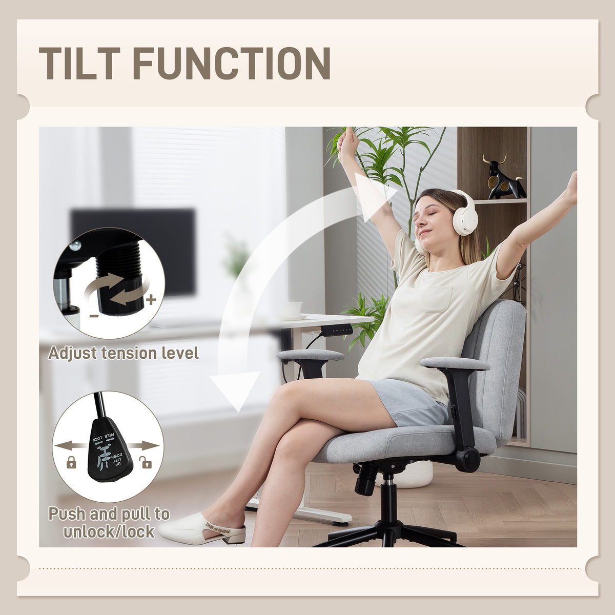 Criss Cross Chair with Flip-up Armrests, Wheels, Grey