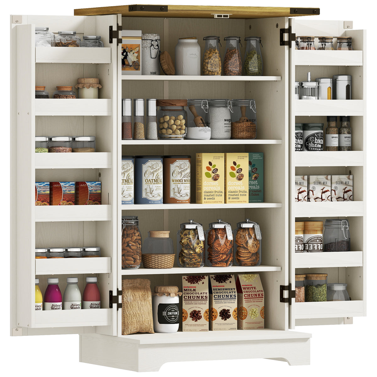 Kitchen Pantry Cabinet with Doors and Adjustable Shelves – 24"W x 39"H