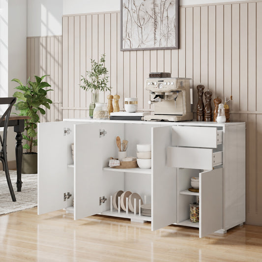 Modern Coffee Bar Cabinet with Push-Open Design and 2 Drawers – 55"W x 29"H