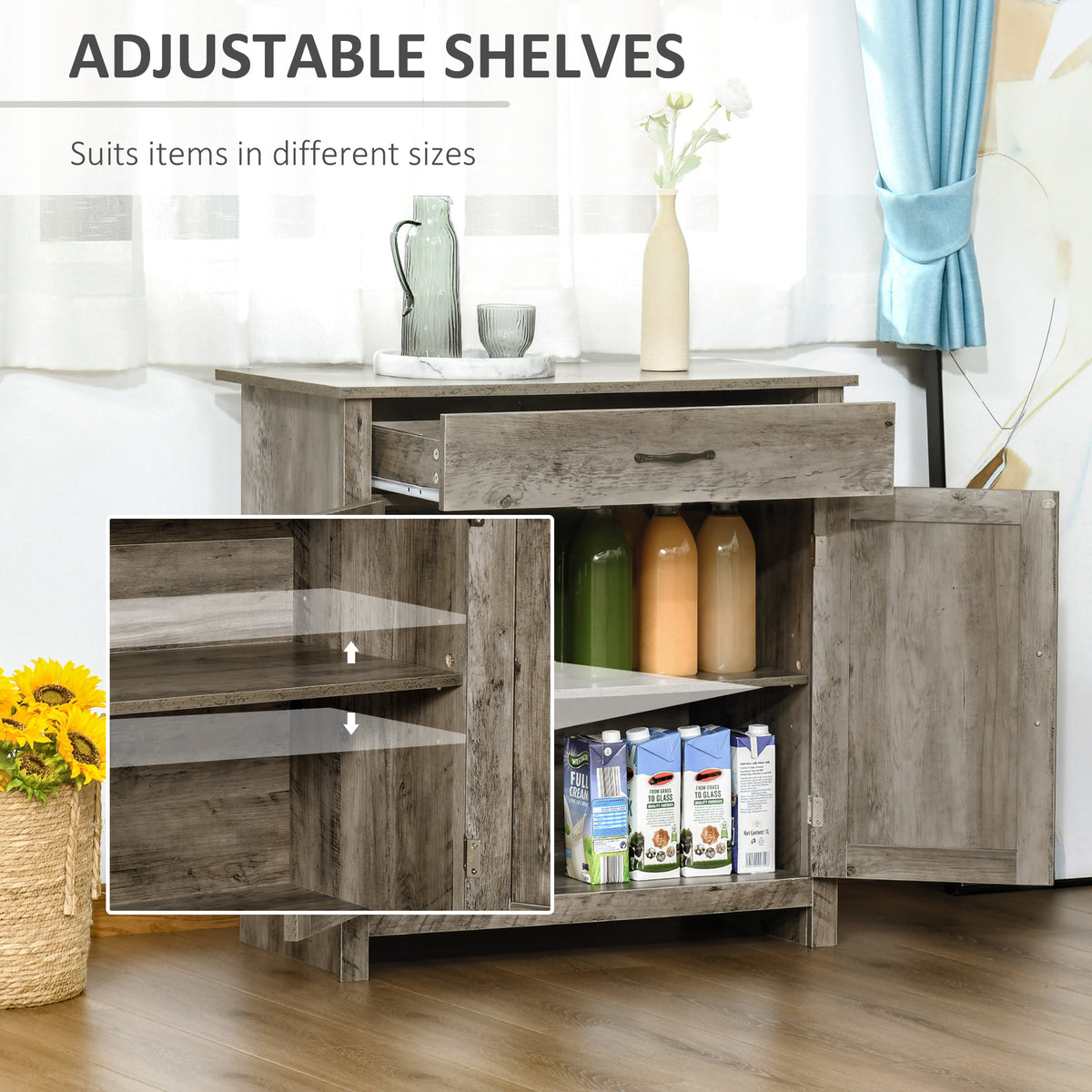 Farmhouse Sideboard Buffet Cabinet with Barn Doors – 32"W x 32"H