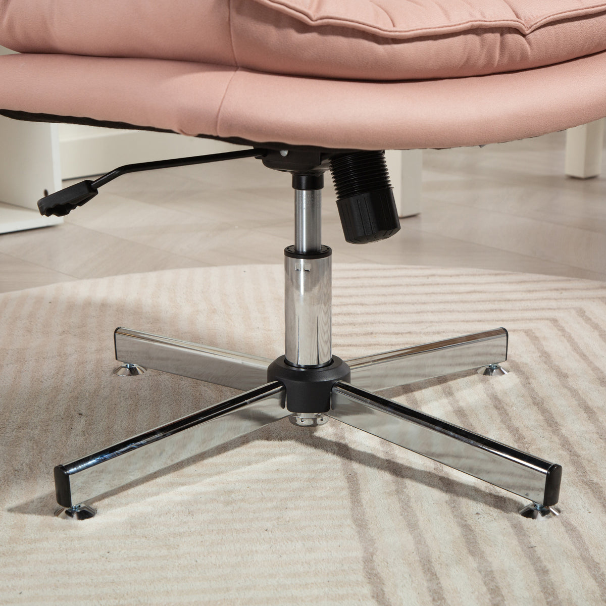 Criss Cross Chair, Armless Wide Office Chair with Leathaire Upholstery, Tilting, Pink