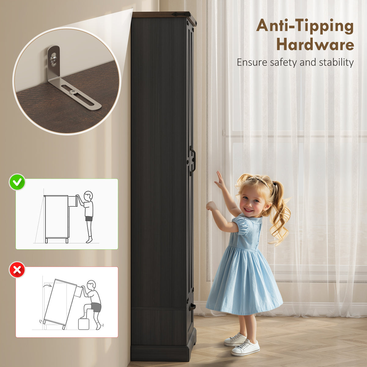 Kitchen Storage Cabinet with Adjustable Shelves – 24"W x 71"H