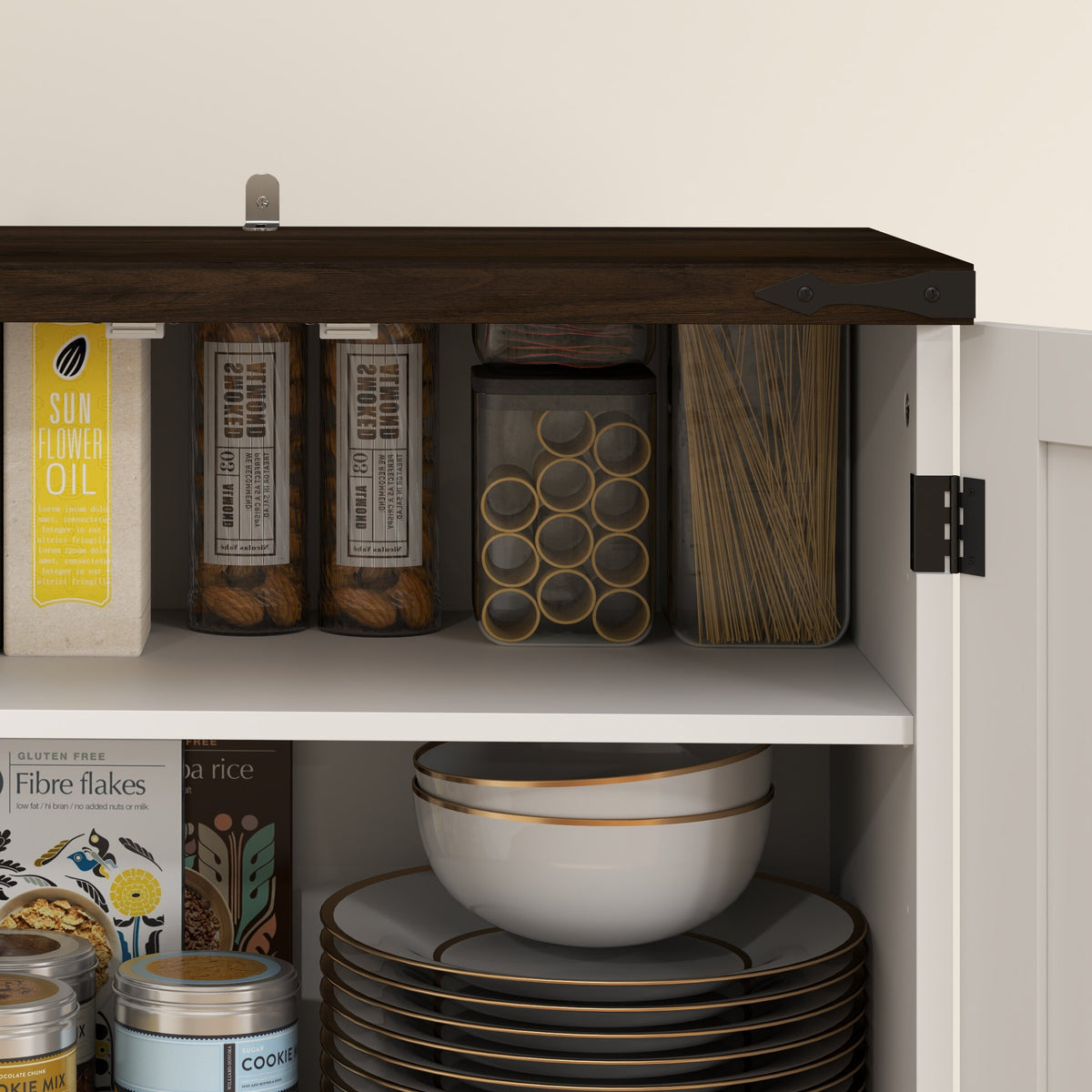 Tall Kitchen Pantry Cabinet with Spice Racks and Adjustable Shelves – 24"W x 64"H