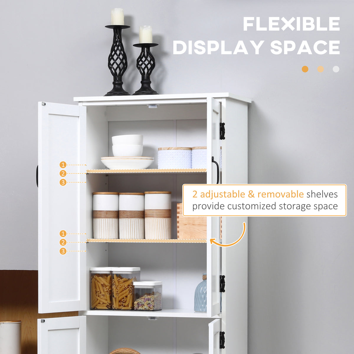 4-Door Pantry Storage Cabinet with Adjustable Shelves – 24"W x 49"H