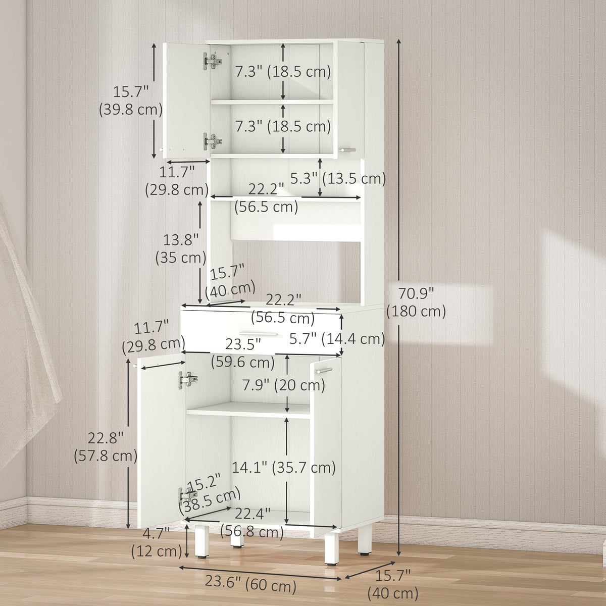 Buffet Cabinet with Hutch – 24"W x 71"H