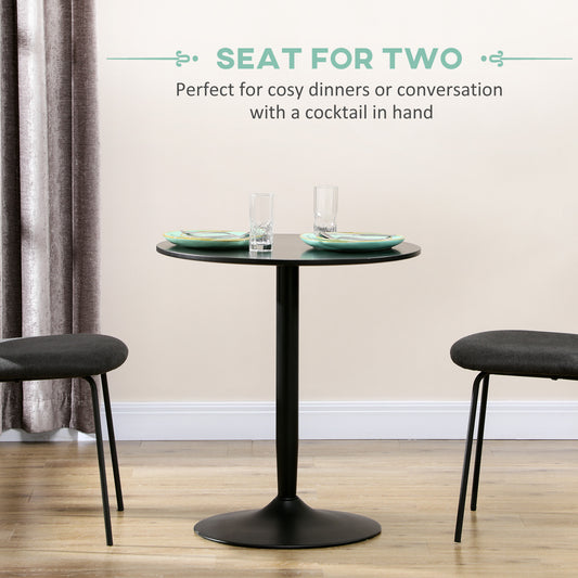 Modern Kitchen Table for 2 People, Round Dining Table with Steel Base for Living Room, Dining Room