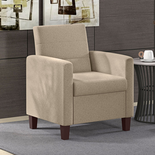 HOMCOM Modern Light Brown Fabric Accent Chair with Supportive Cushion and Non-Slip Pads