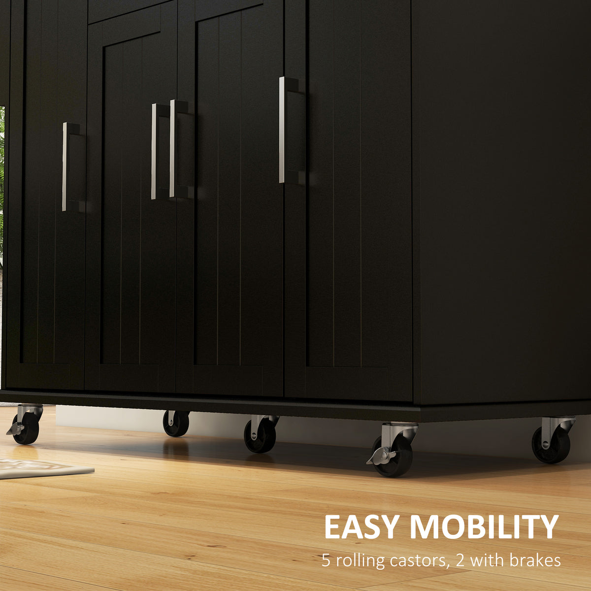 Modern Rolling Kitchen Island Cart with Drawers – 52"W x 36"H