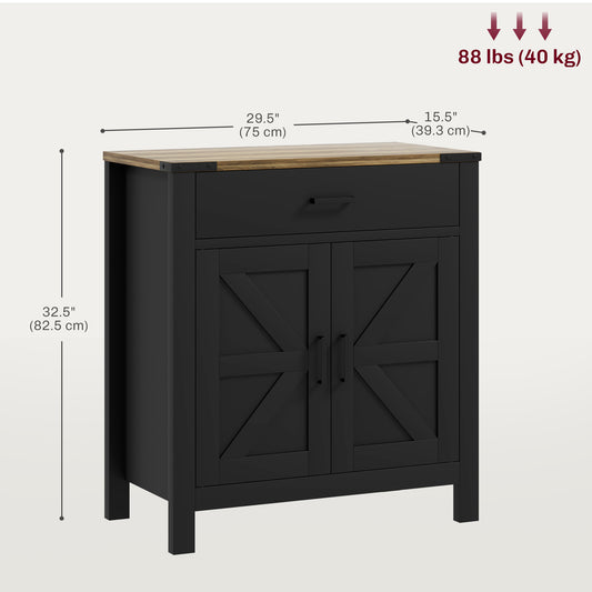 Farmhouse Kitchen Storage Cabinet with Drawer and Shelf – 31"W x 33"H