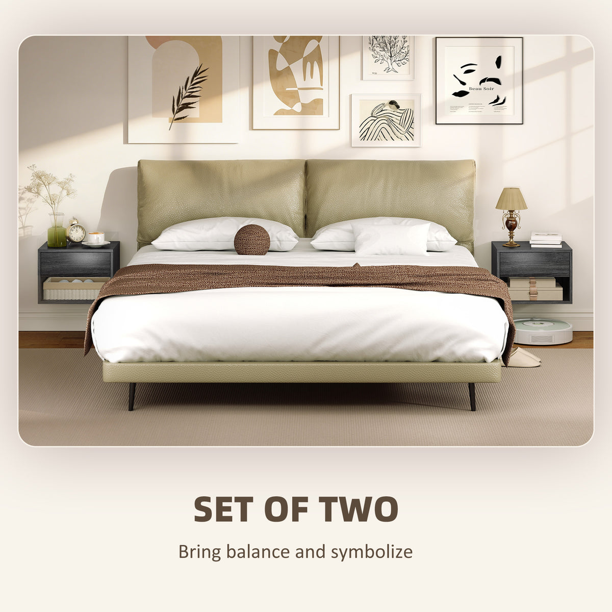 Floating Nightstands with Drawer, Set of 2 – 16"W x 11"H
