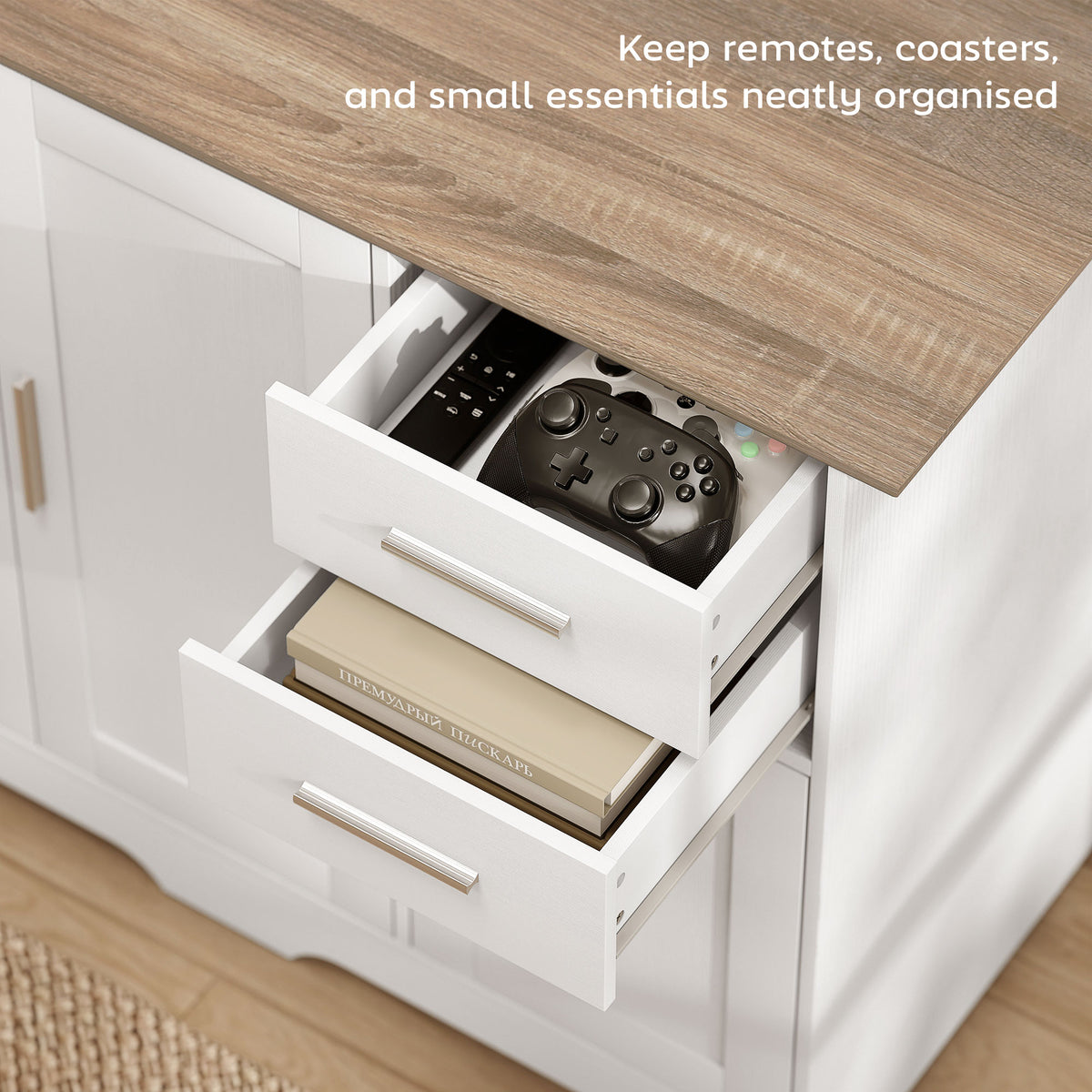 Modern Kitchen Storage Cabinet with 2 Drawers – 39"W x 31"H