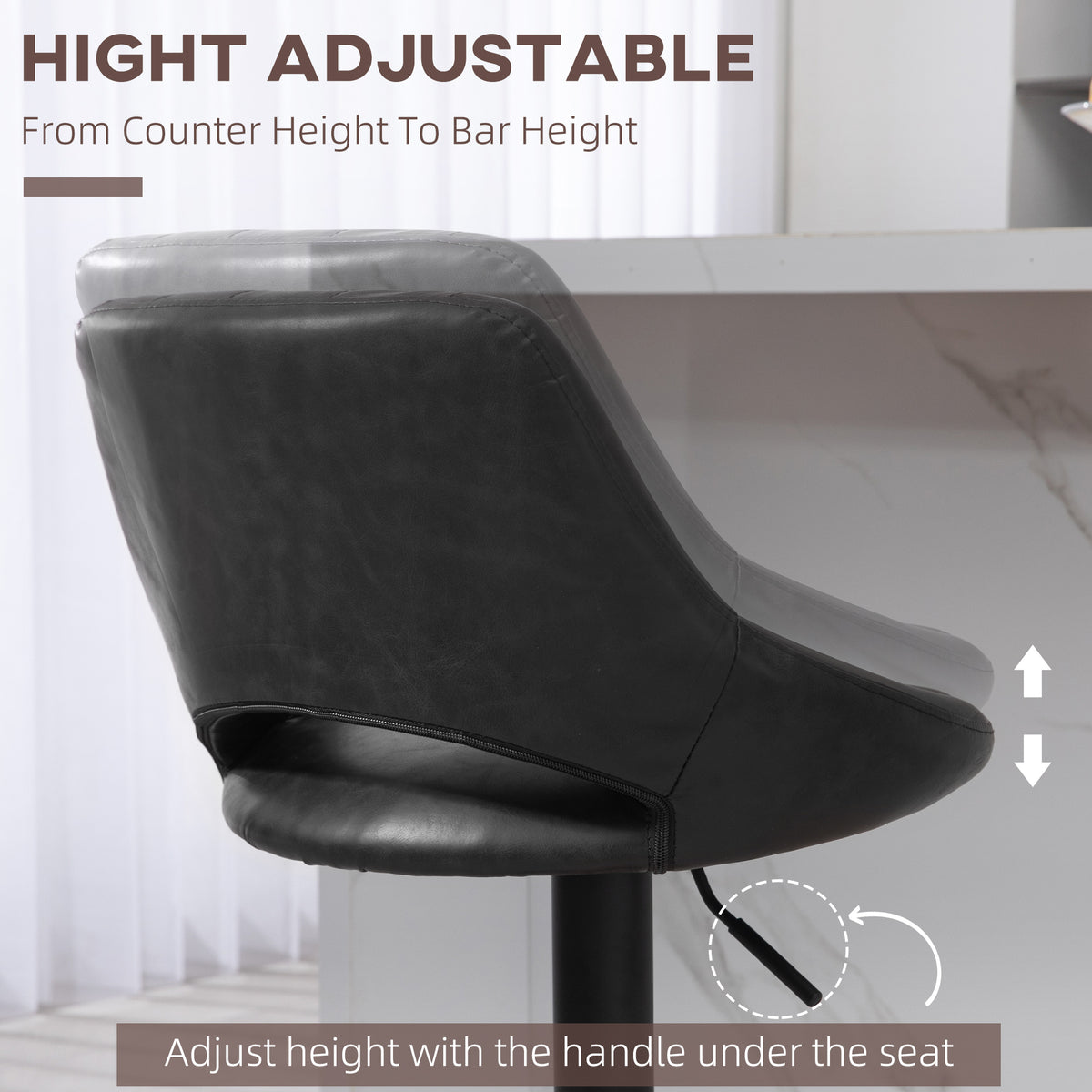 Channel-Tufted Faux Leather Swivel Counter Stools with Footrest, Set of 2