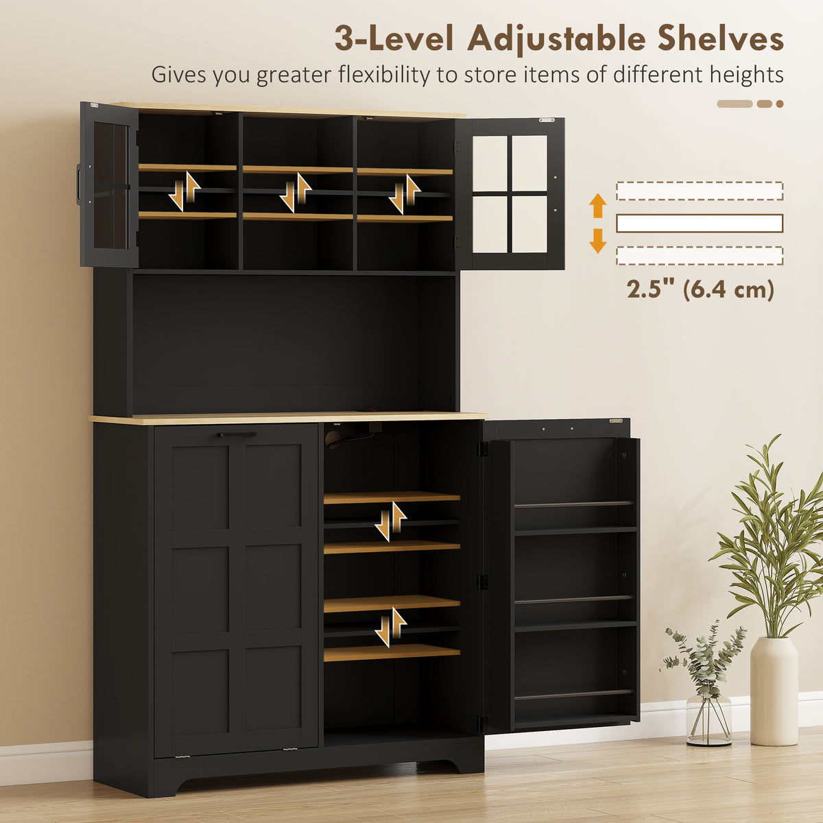 Kitchen Pantry Cabinet with Charging Station – 39"W x 69"H