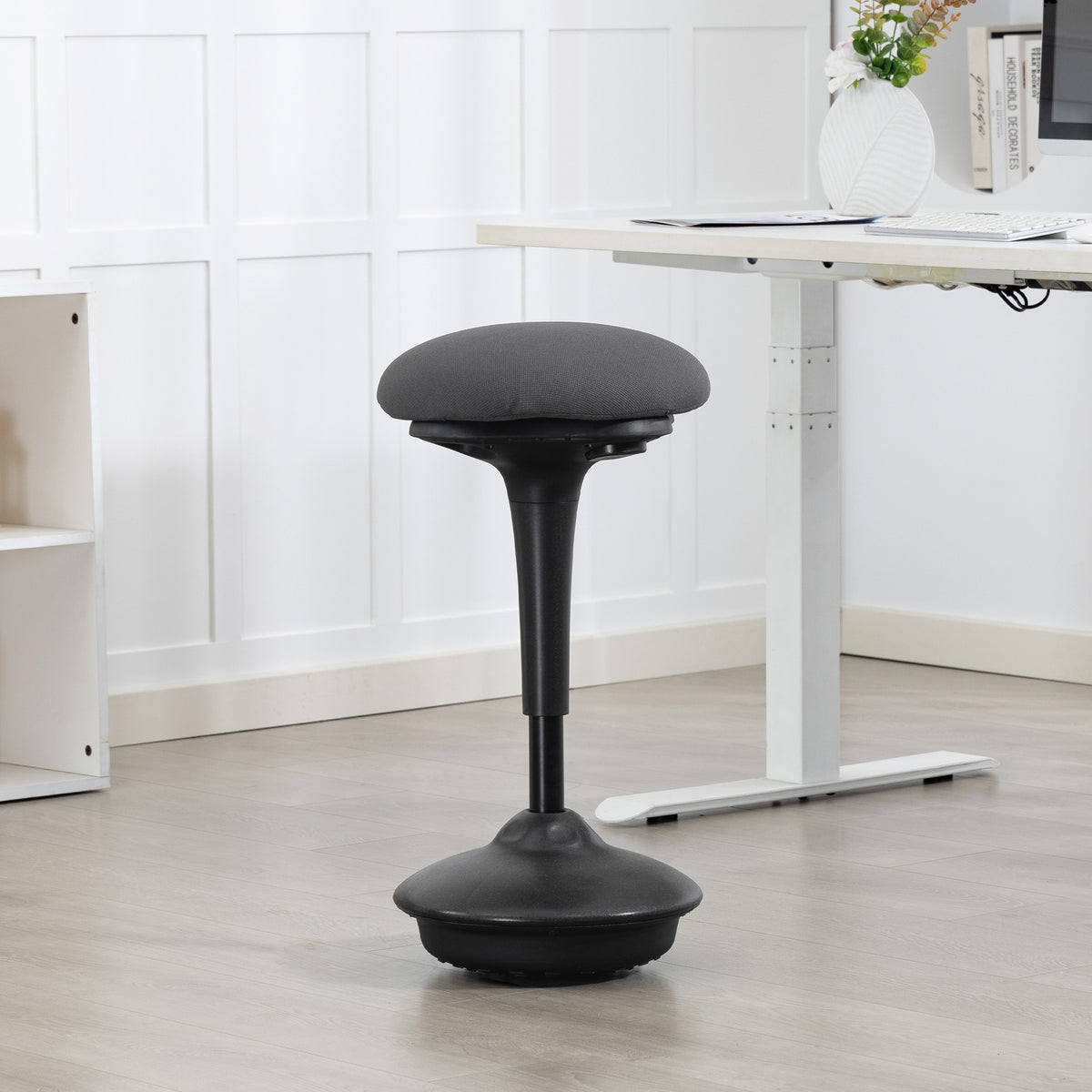Swivel Standing Desk Chair, Backless Wobble Stool Chair, Dark Grey