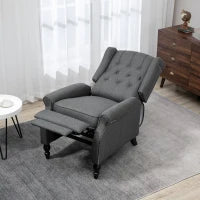 HOMCOM Dark Grey Fabric Push-Back Recliner Chair with Tufted Backrest