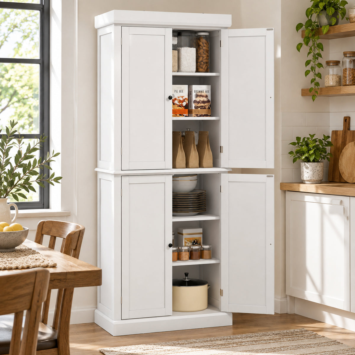 Freestanding Kitchen Pantry Cabinet with 4 Doors – 30"W x 73"H