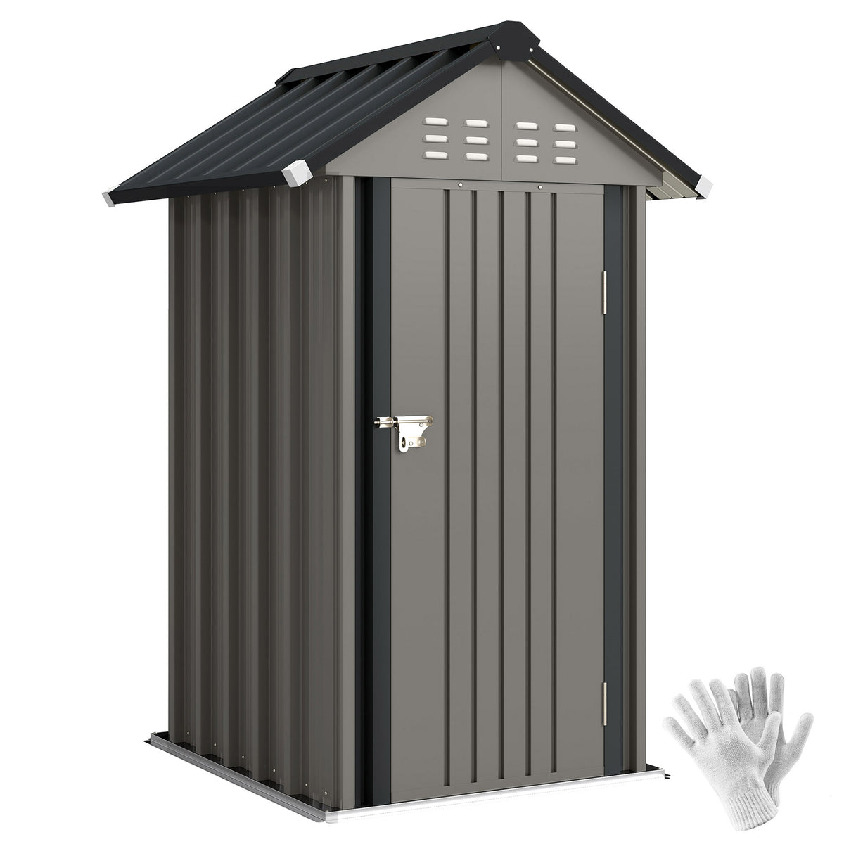 Outdoor Storage Shed with Lockable Door, Metal Garden Shed with 4 Vents for Backyard Patio