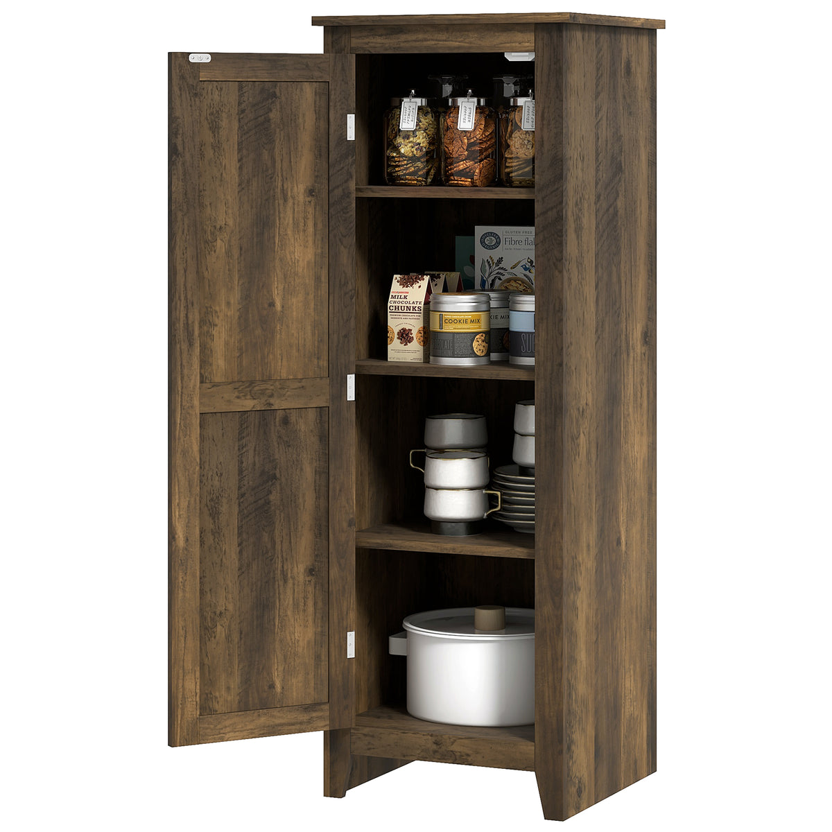 Farmhouse Kitchen Pantry Storage Cabinet with Barn Door – 17"W x 48"H