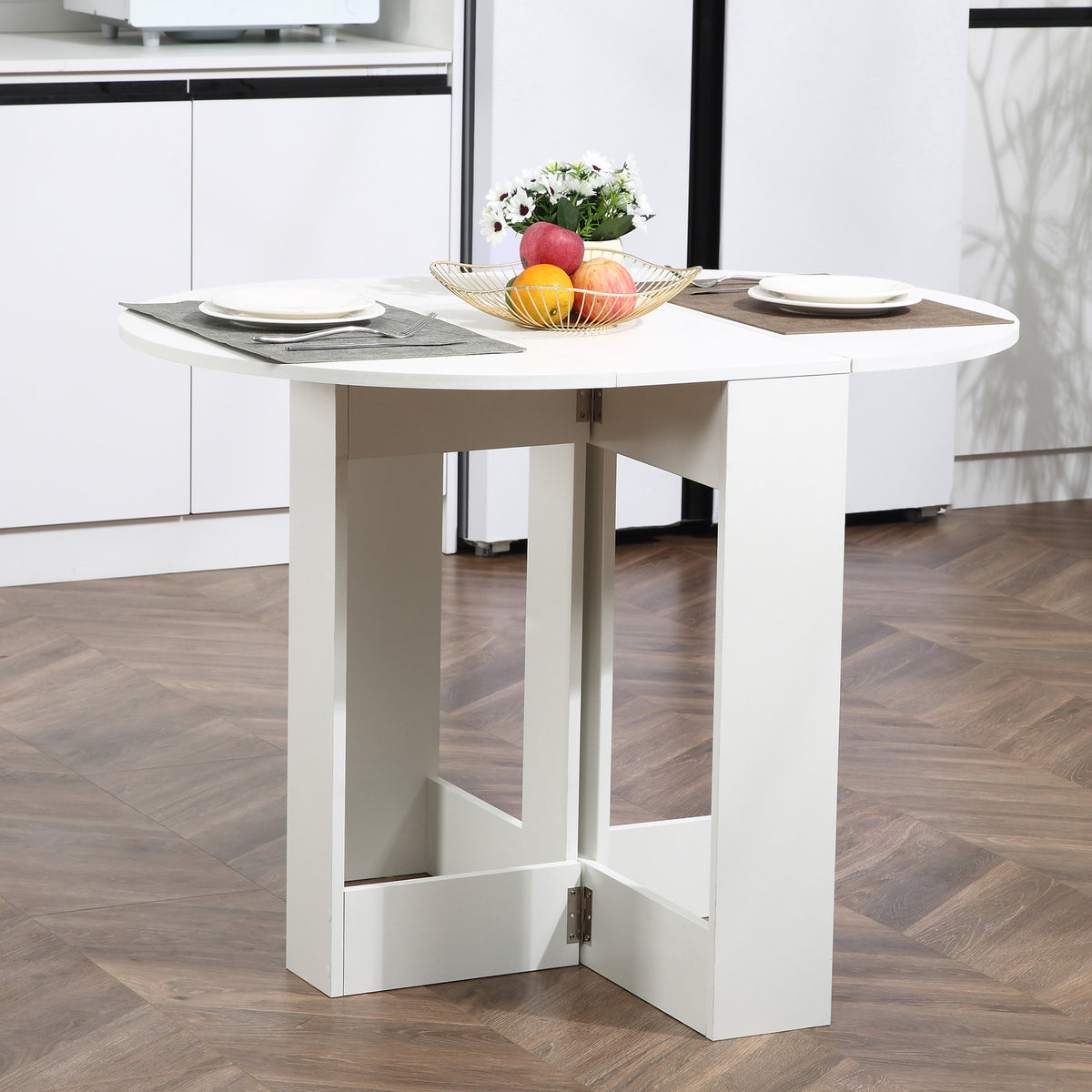 41" Oval Drop Leaf Folding Dining Table for Small Spaces