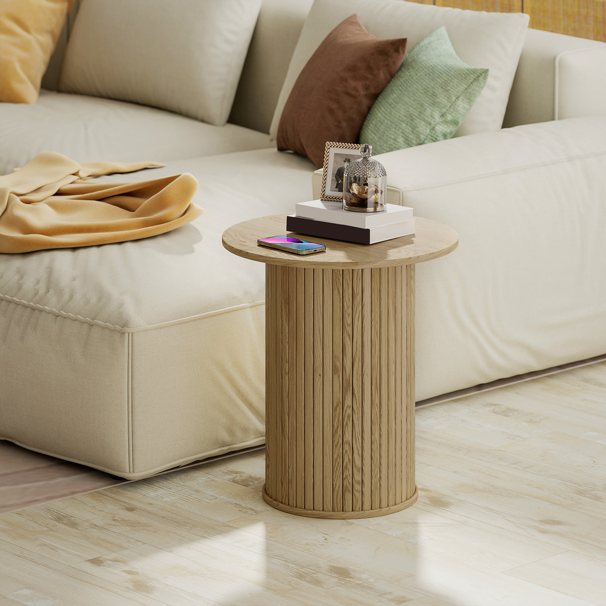 Round Fluted Nightstand – 19"W x 22"H