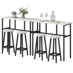 HOMCOM Rustic Brown 6-Piece Bar Table Set