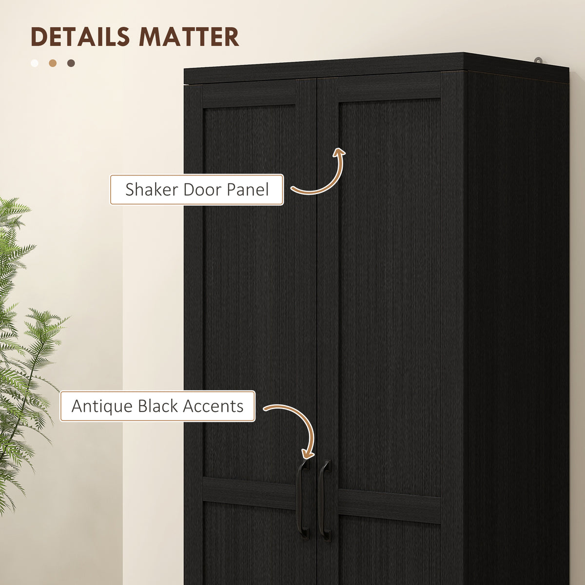 5-tier Pantry Cabinet with Doors and Adjustable Shelves – 24"W x 63"H