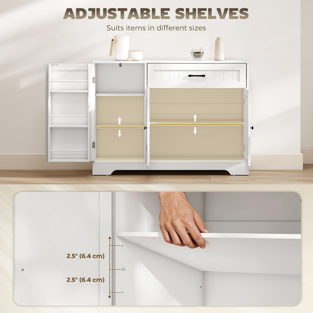 Modern Kitchen Storage Cabinet with Drawer – 43"W x 31"H