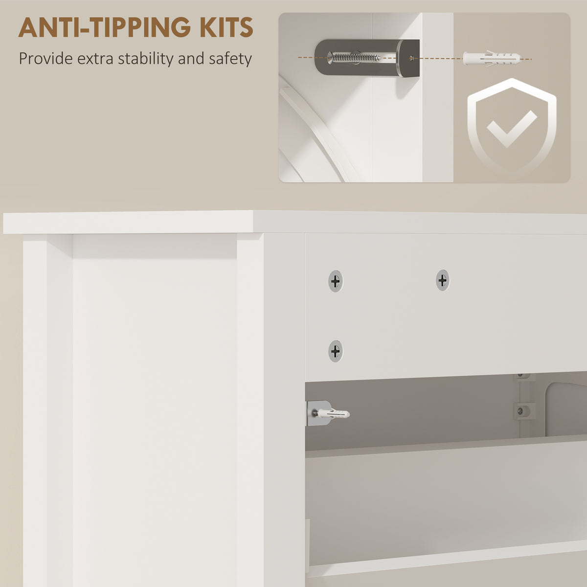 Slim Shoe Cabinet with 3 Flip Drawers – 24"W x 47"H