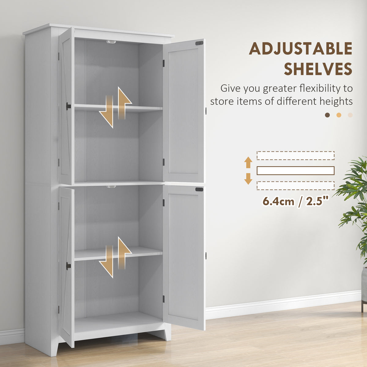 Kitchen Pantry Cabinet with Doors and Shelves – 32"W x 72"H