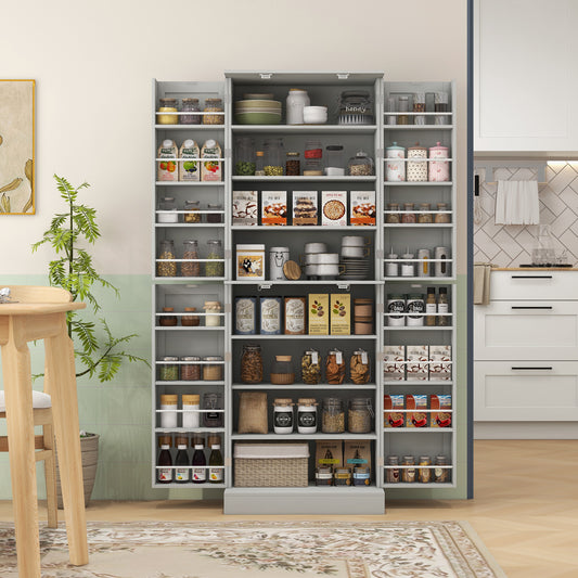 Kitchen Pantry Cabinet with 4 Doors and 16 Door Shelves – 24"W x 65"H