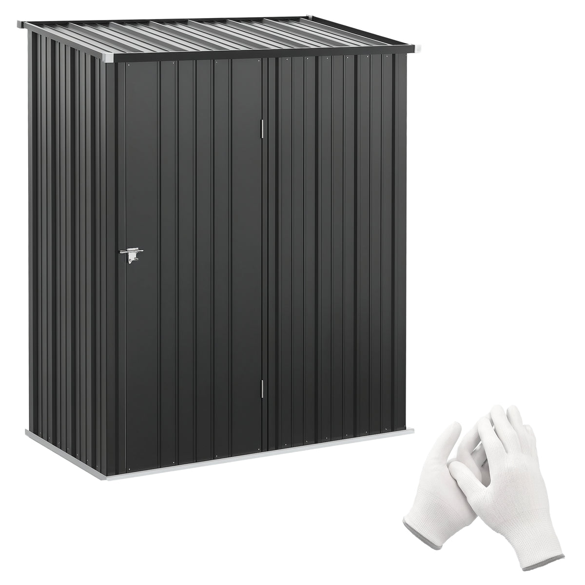 5' x 3' Outdoor Storage Shed, Steel Garden Shed with Single Lockable Door, Tool Storage Shed for Backyard – Black