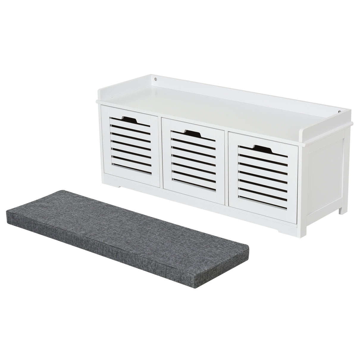 Upholstered Shoe Storage Bench with Padded Cushion – 43"W x 17"H