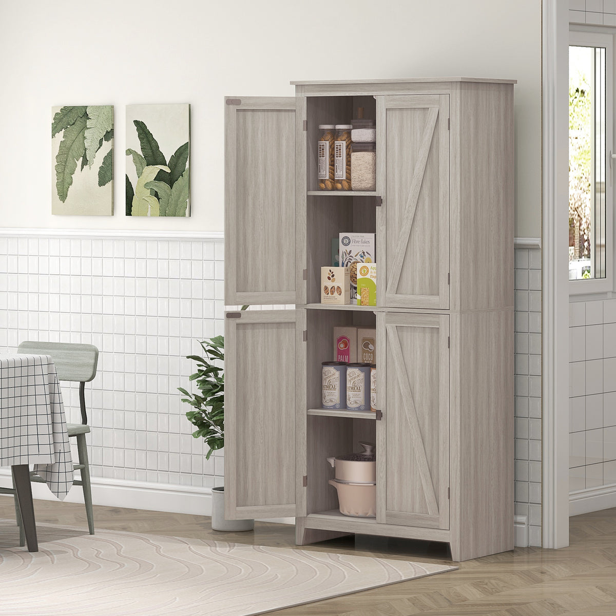 Kitchen Pantry Cabinet with Doors and Shelves – 32"W x 72"H
