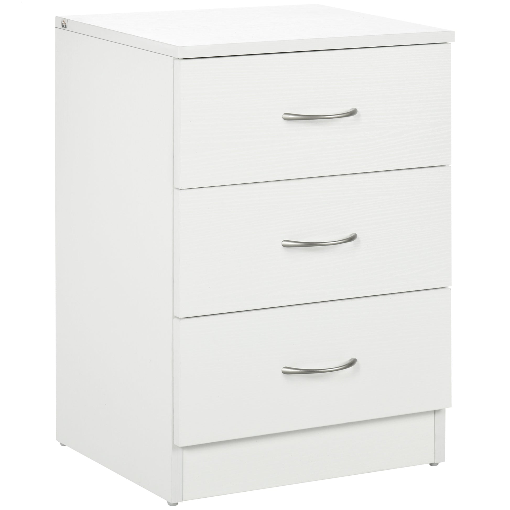 Modern White 3-Drawer Wooden Nightstand Bedside Table with Storage for Bedrooms