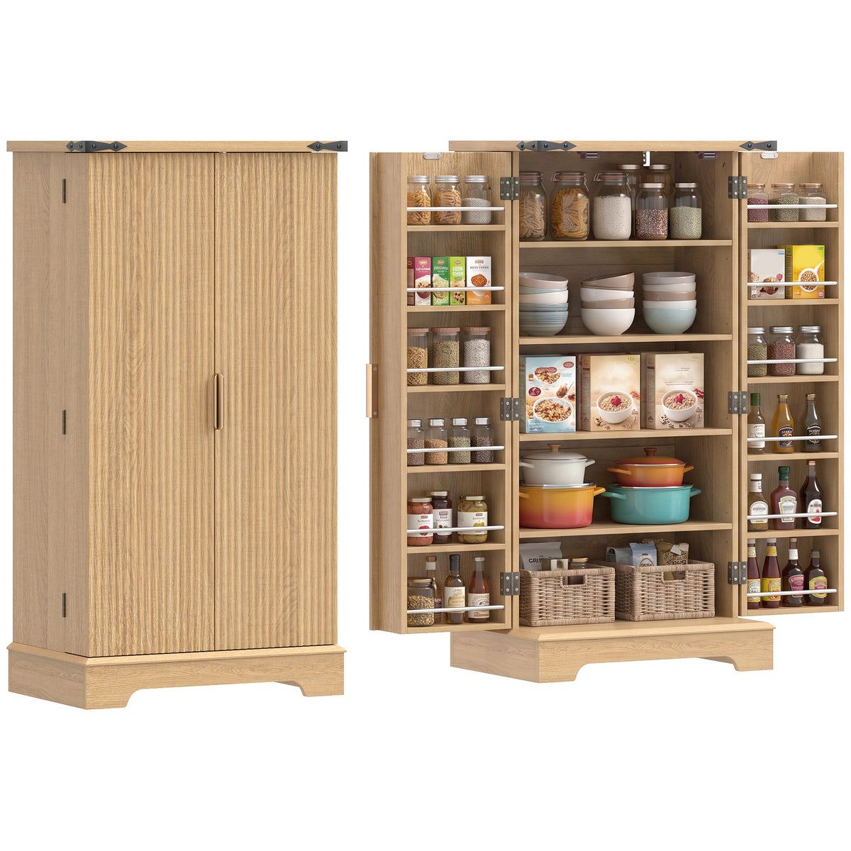 Kitchen Pantry Cabinet with Doors and Adjustable Shelves – 24"W x 46"H