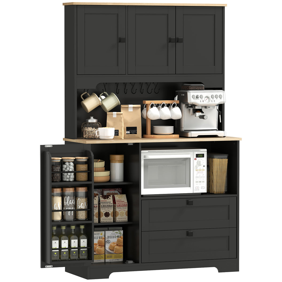 Tall Kitchen Hutch with 3 Cabinets – 39"W x 64"H