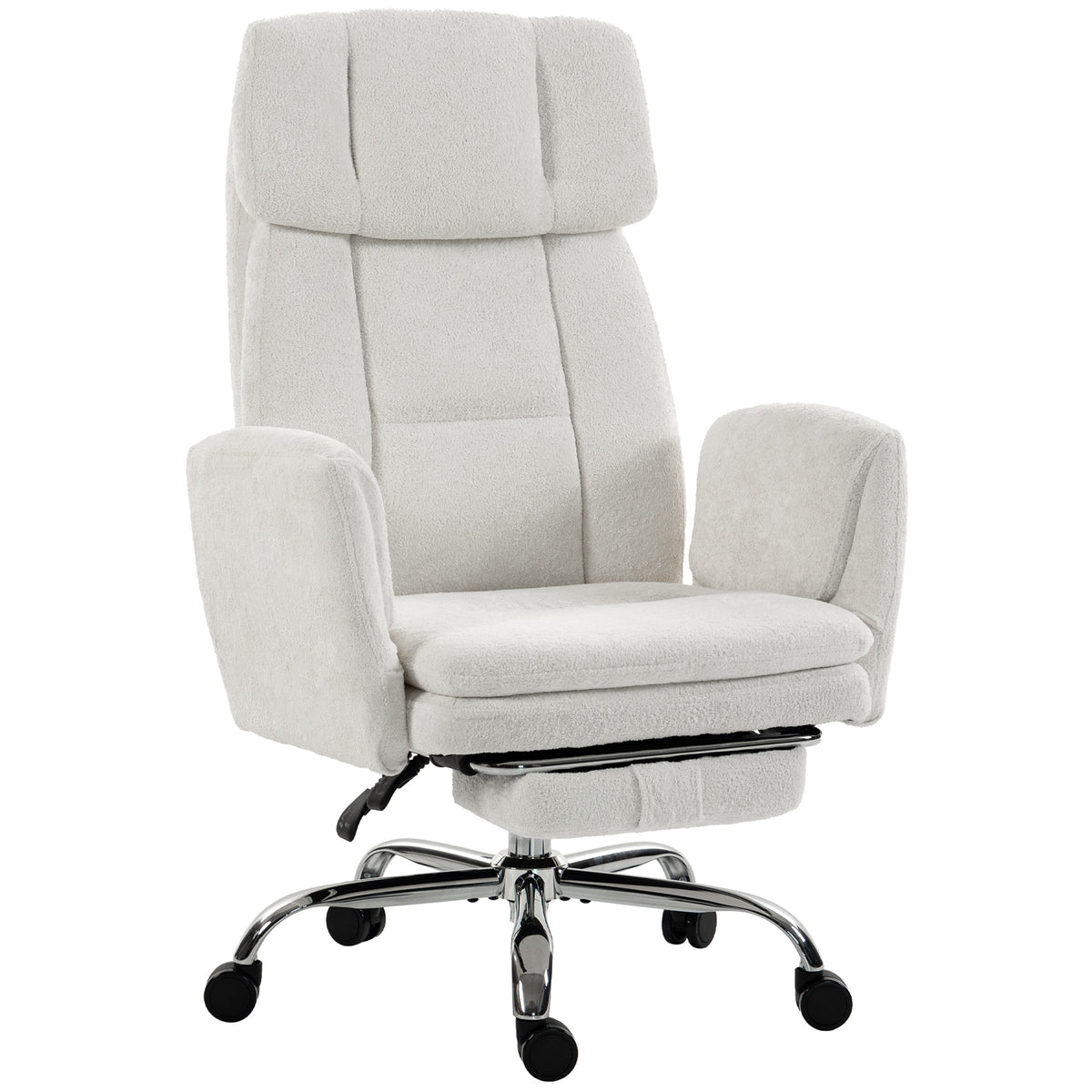 Big and Tall Office Chair with Flip Armrests for Cross Legged Sitting, Cream