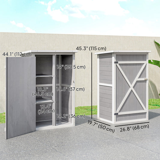 29.9"x21.7"x45.3" Garden Storage Shed with Asphalt Roof, Outdoor Storage Cabinet w/ Shelves