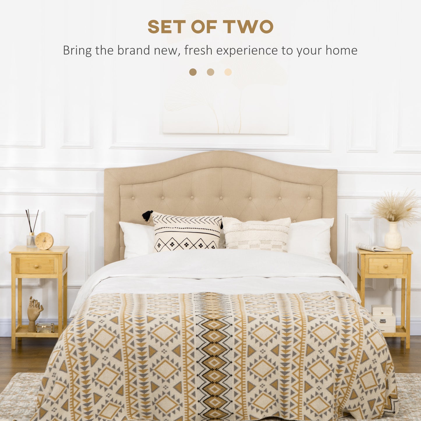 HOMCOM Slim Bamboo Side Table Nightstand with Drawer and Storage Shelf, Natural