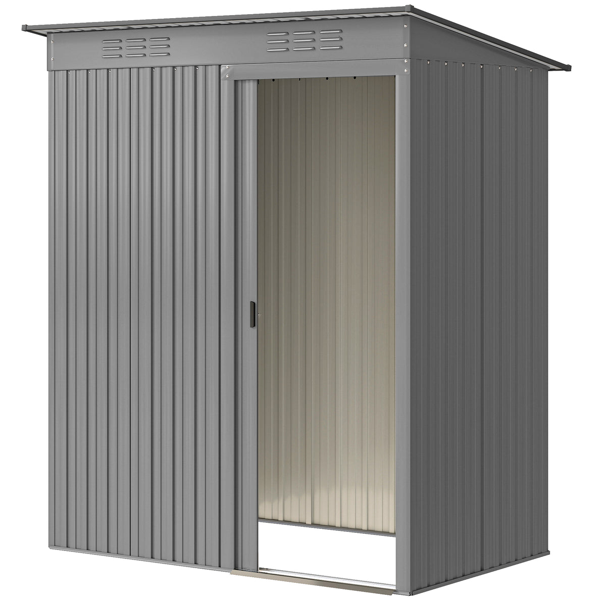 5.2' x 3.5' Outdoor Storage Shed, Easy to Assemble Metal Garden Shed, for Backyard, Lawn, Patio – Light Grey