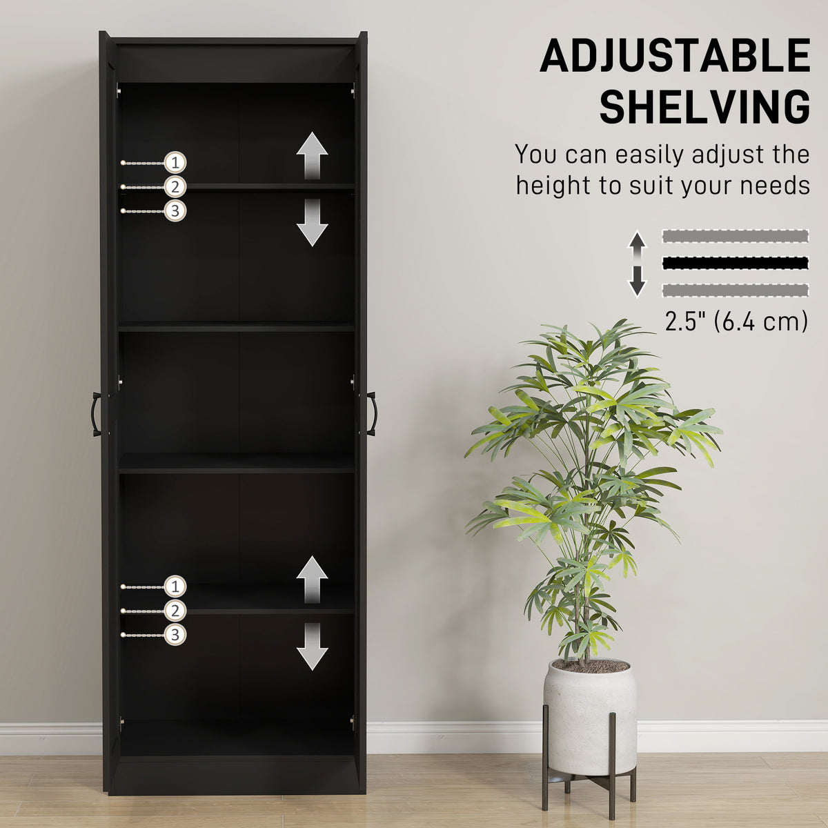 Tall Pantry Cabinet with Adjustable Shelves – 24"W x 69"H