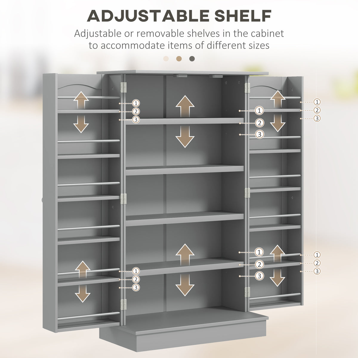 2-Door Kitchen Pantry Cabinet with 5-tier Shelving – 24"W x 41"H