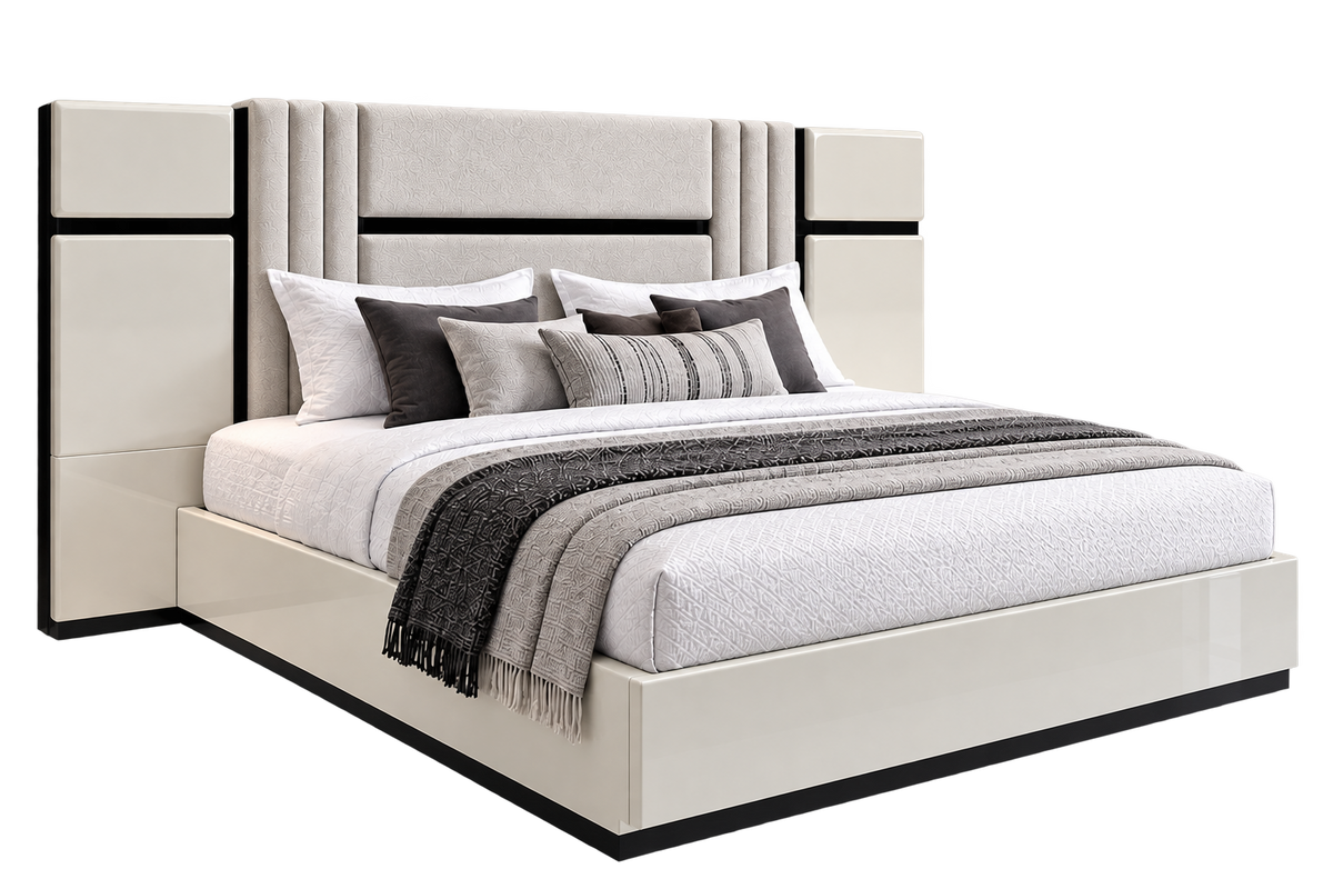 Nando Panel Bedroom Set – Modern White Queen & King Bedroom Collection