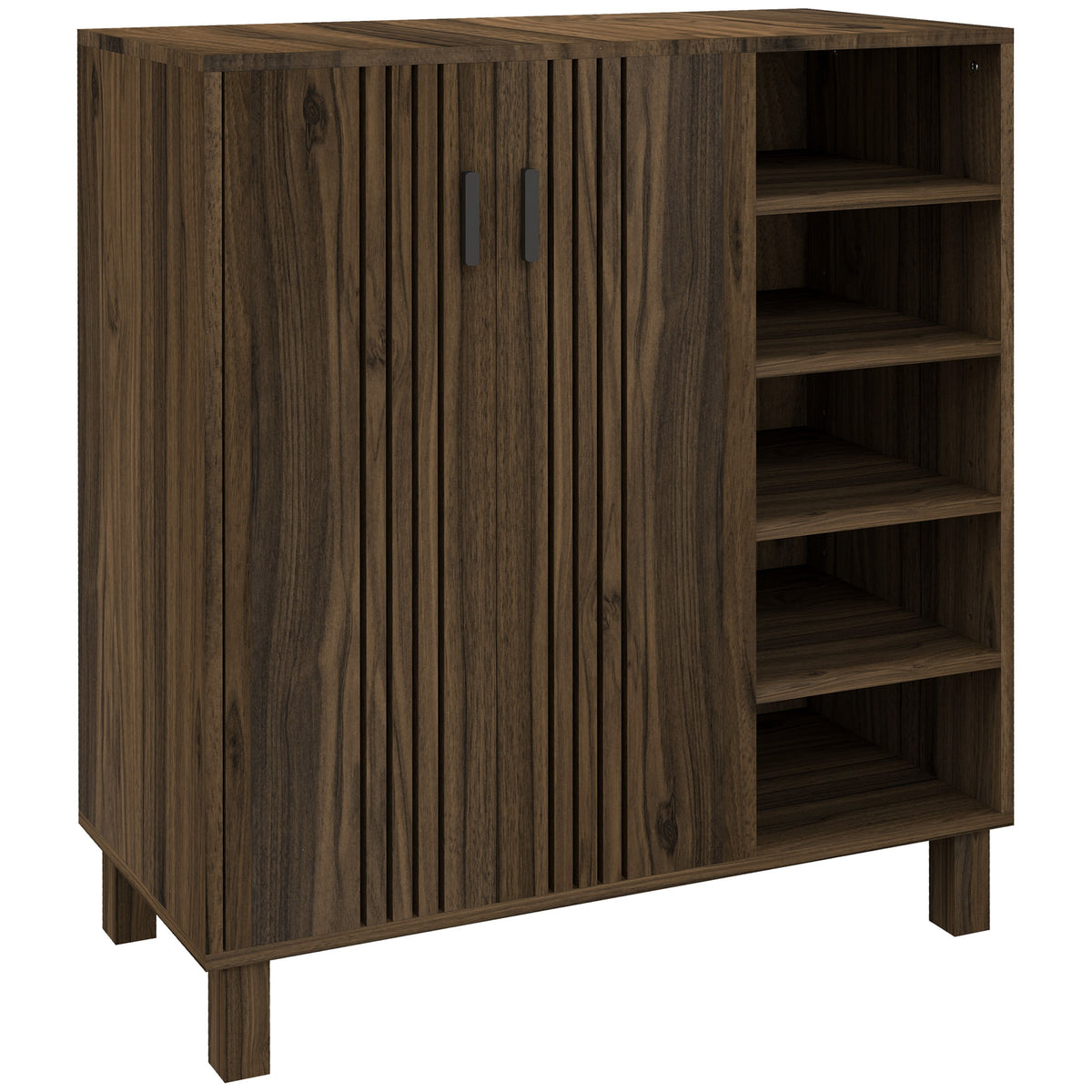 Shoe Cabinet with Double Doors and Open Shelves – 32"W x 35"H
