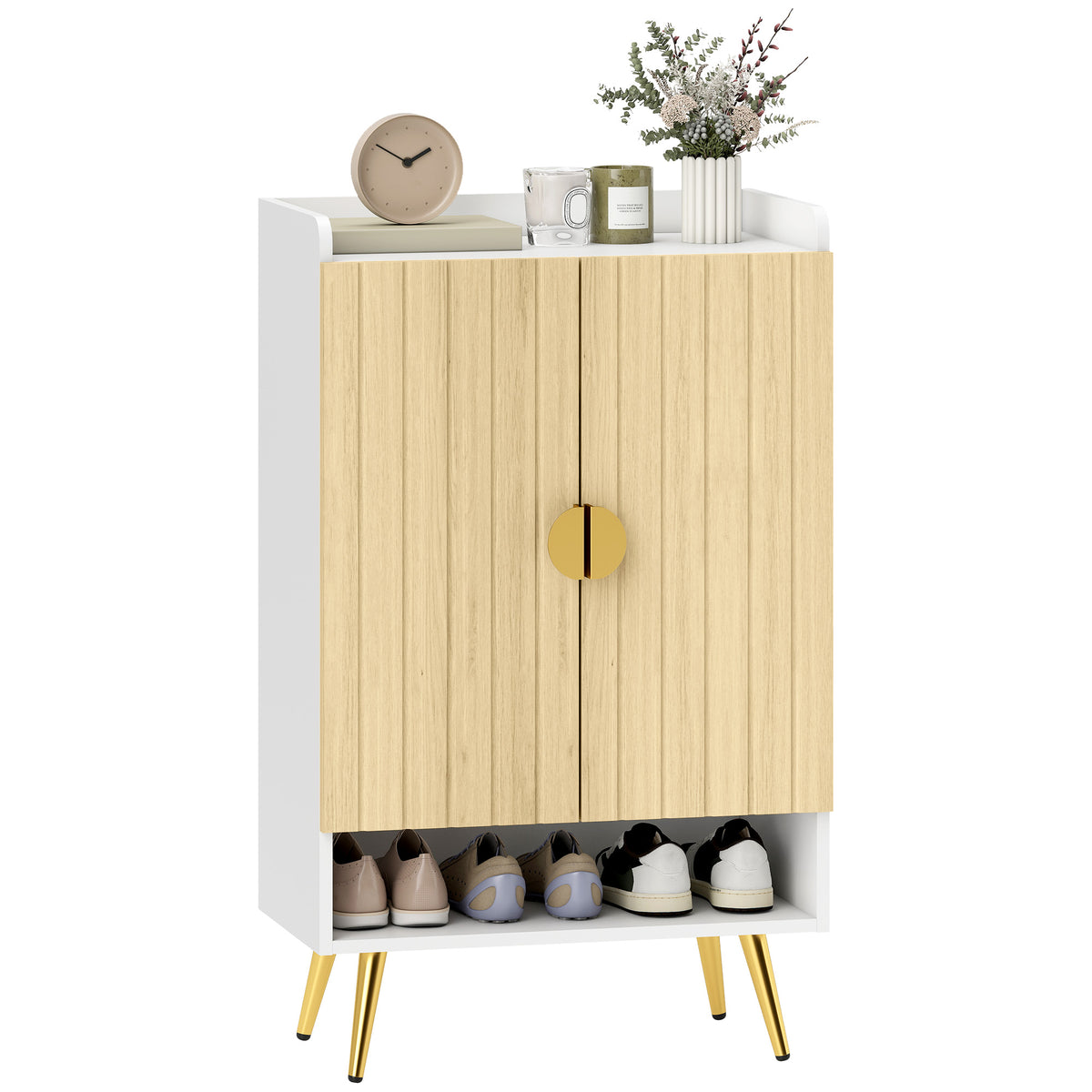 Entryway Shoe Cabinet with Open Shelves – 24"W x 39"H