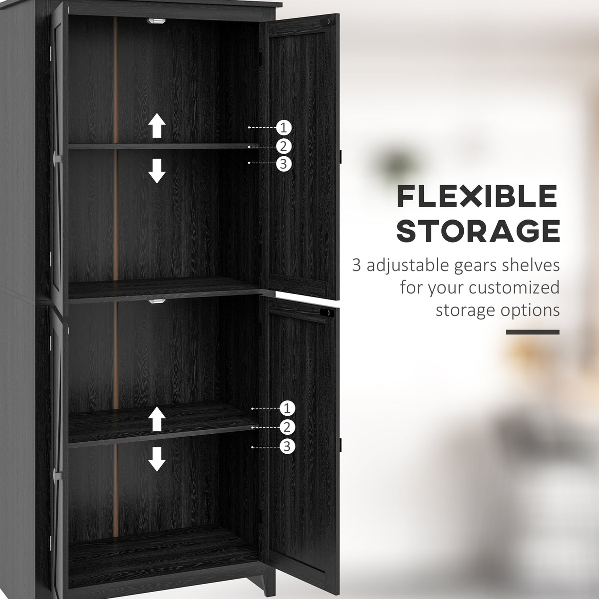 Kitchen Pantry Cabinet with Doors and Shelves – 32"W x 72"H